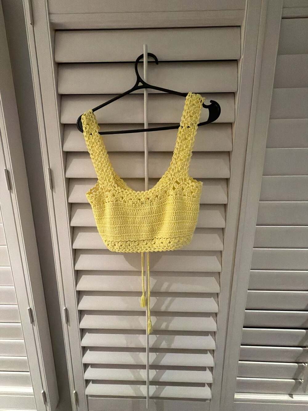 Cotton Emporium Yellow Crochet Tie-Front Crop Top